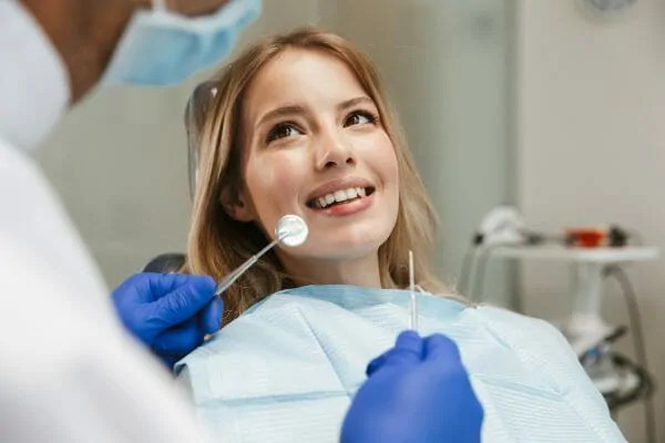 Woman in dentist chair